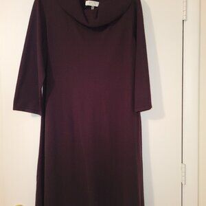 Kasper Plum Cowl Neck Sweater Dress, Size L